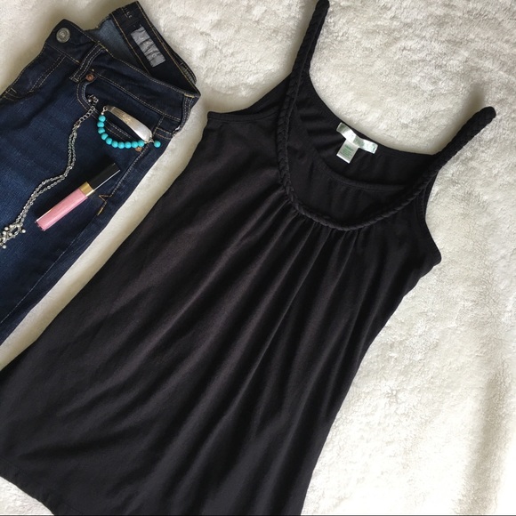 {LOVE BY DESIGN} Braided Strap + Trim Tank Black - Picture 4 of 8